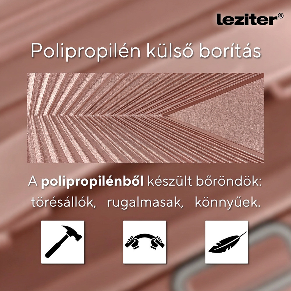 Set valize Leziter TraveLux Endure IV, ABS cu TSA, 60/100 L, aur roz