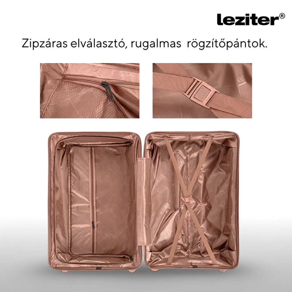 Set valize Leziter TraveLux Endure IV, ABS cu TSA, 60/100 L, aur roz