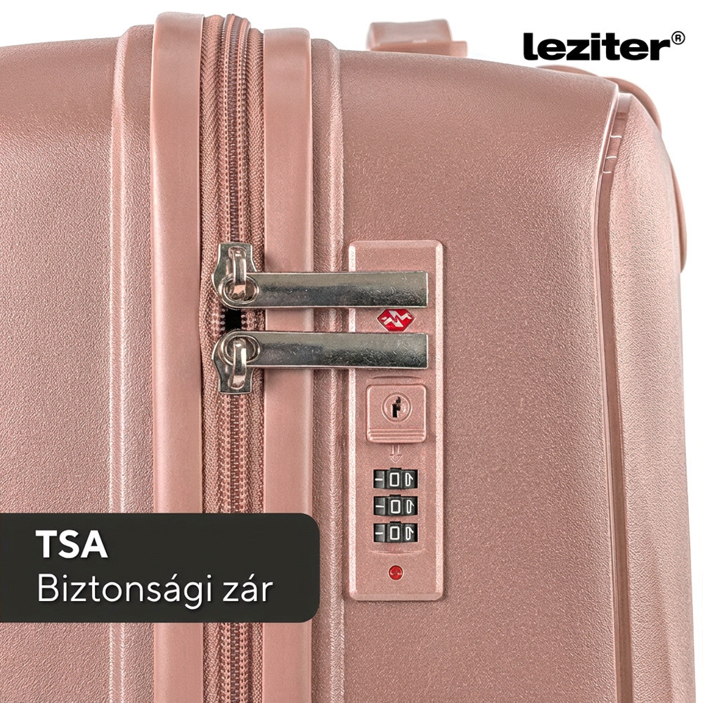 Set valize Leziter TraveLux Endure IV, ABS cu TSA, 60/100 L, aur roz