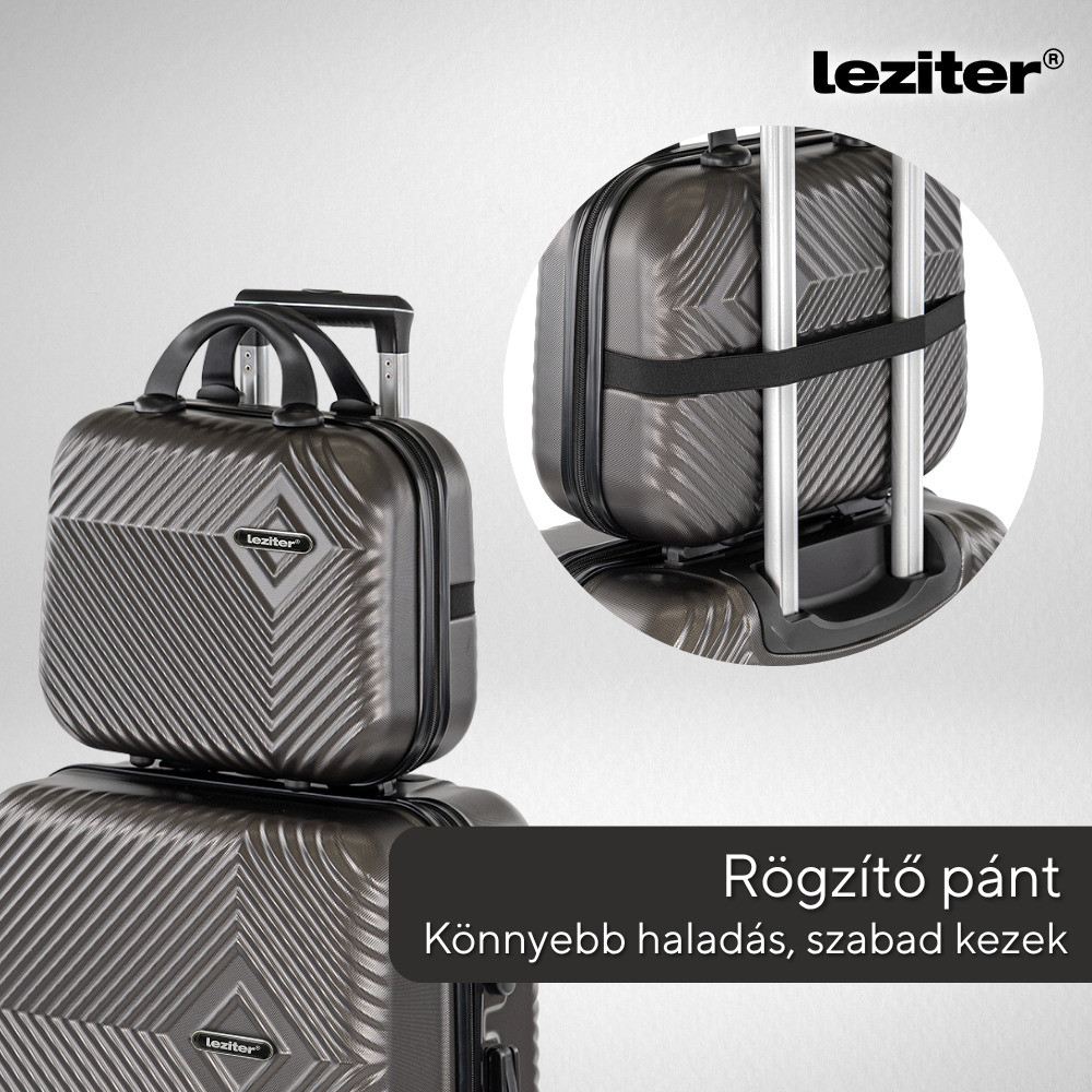 Set valiză cabină 55x40x20 și geantă de mână Leziter TraveLux Pro III, gri