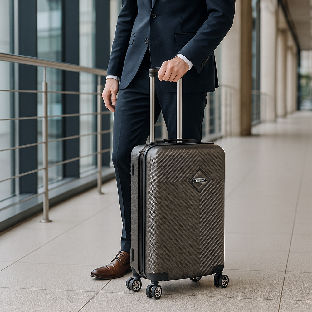 Set valiză cabină 55x40x20 și geantă de mână Leziter TraveLux Pro III, gri