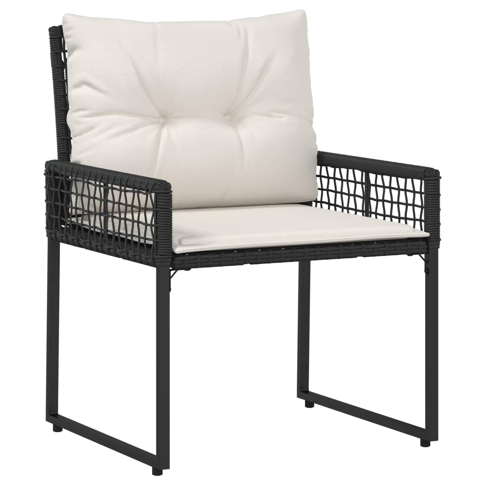 Set de Mobilier pentru Exterior cu pernă 3 pcs Negru și Alb GartenMobel Dekor