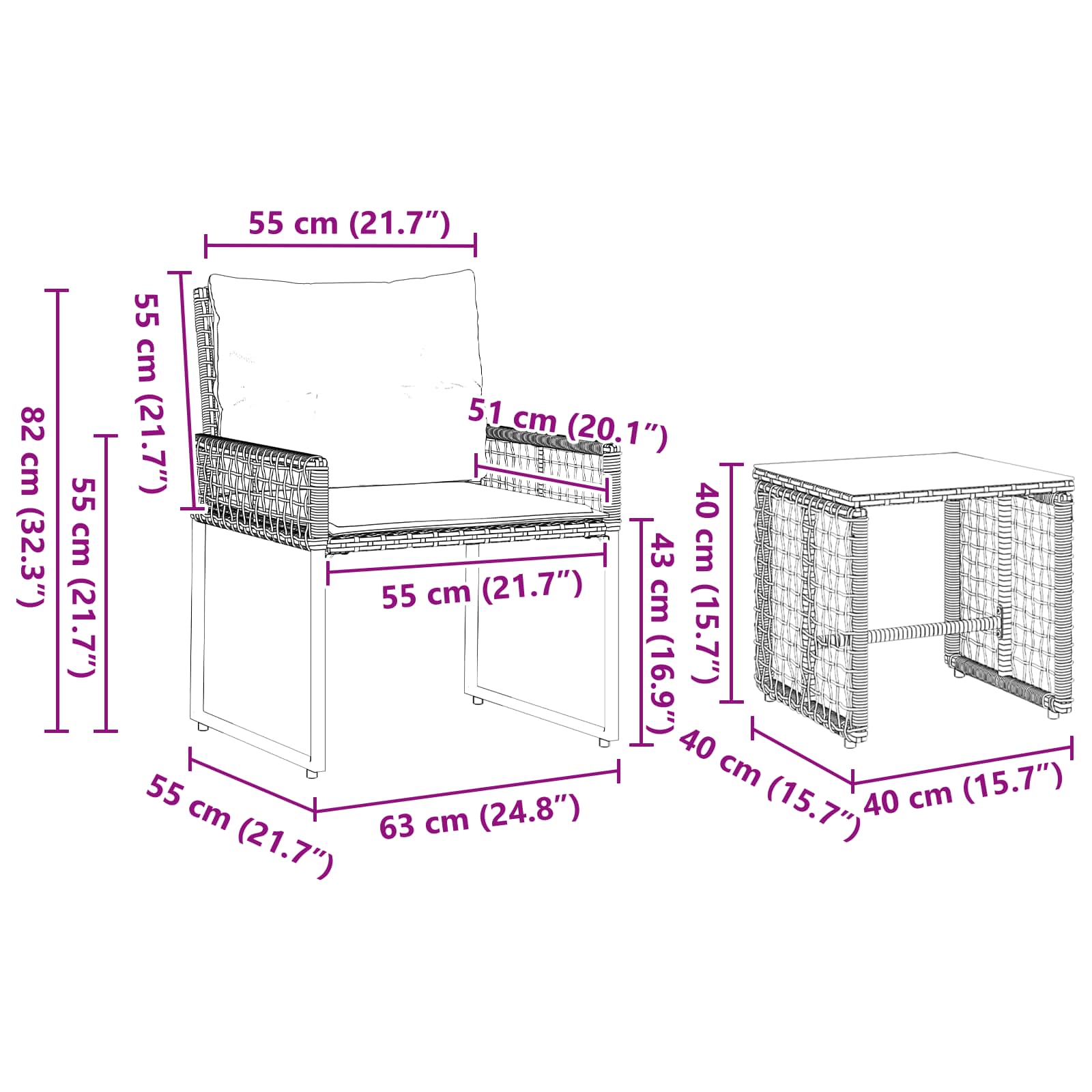 Set de Mobilier pentru Exterior cu pernă 3 pcs Negru și Alb GartenMobel Dekor