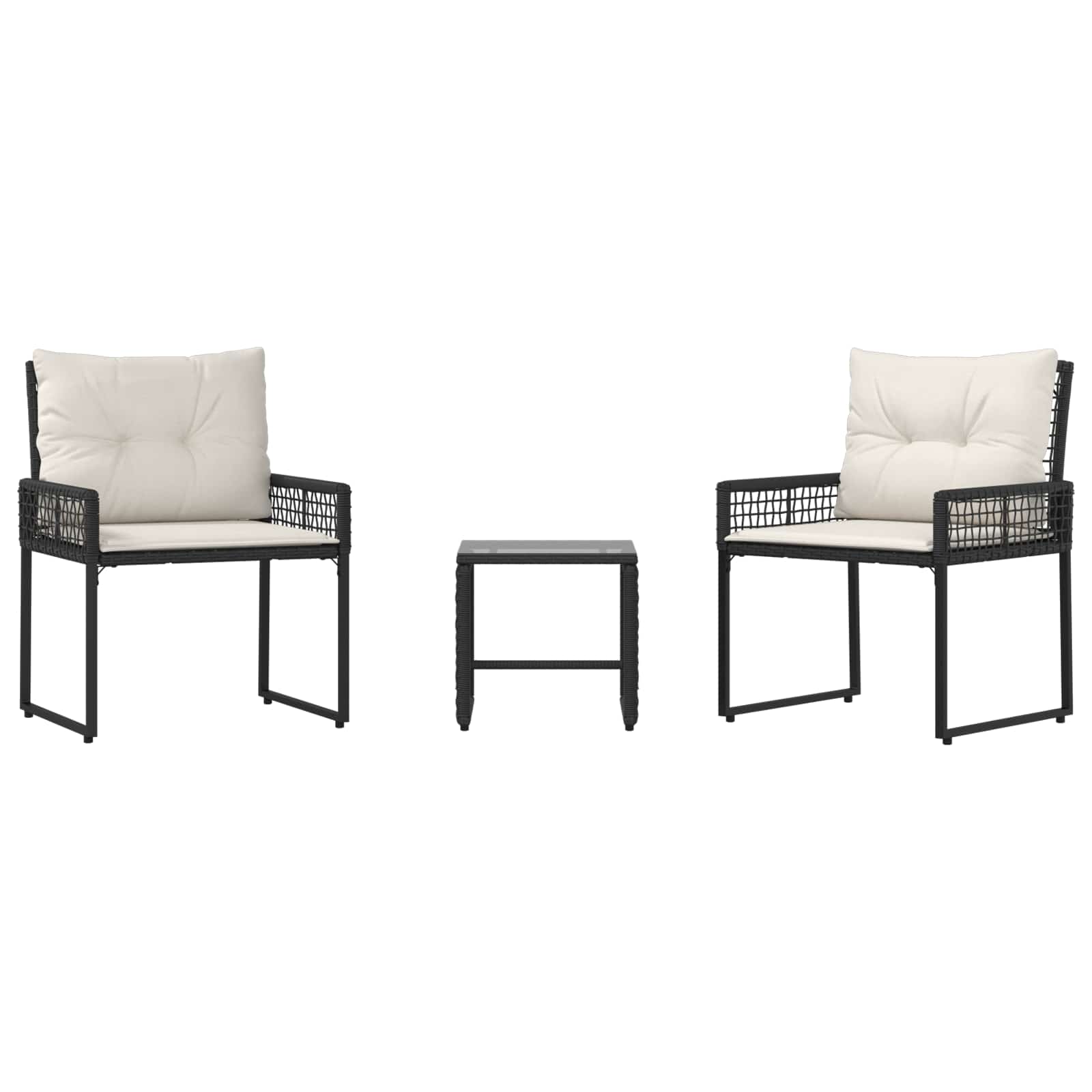 Set de Mobilier pentru Exterior cu pernă 3 pcs Negru și Alb GartenMobel Dekor
