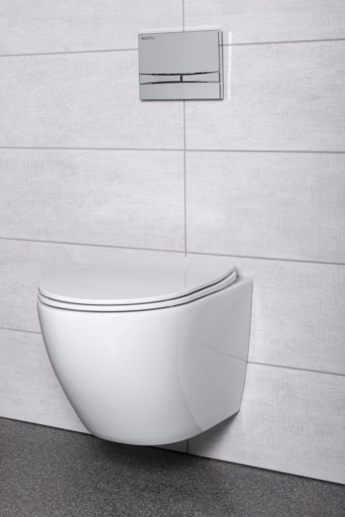 Set WC suspendat cu rezervor încastrat Kerra Kasos, clapă Adriatic Chrome