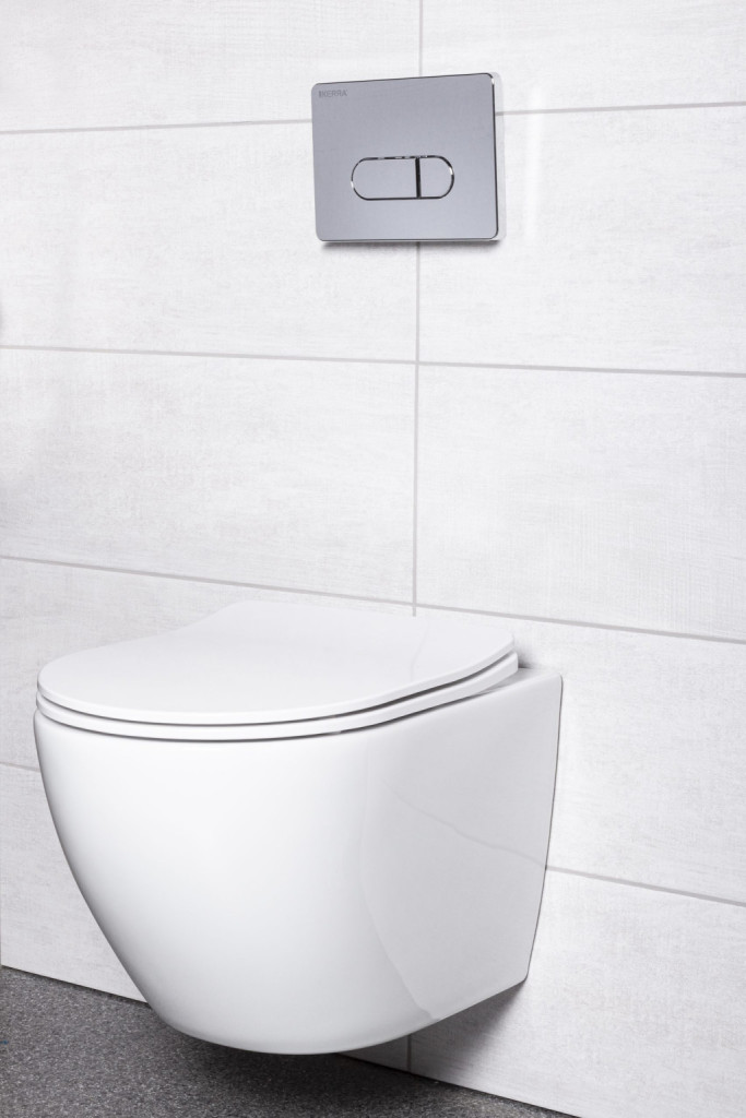 Set WC suspendat Kerra Kasos cu rezervor încastrat și clapetă crom Pacific