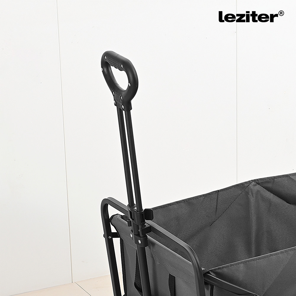 Cărucior de plajă pliabil Leziter premium, 100 kg, roți mari, gri