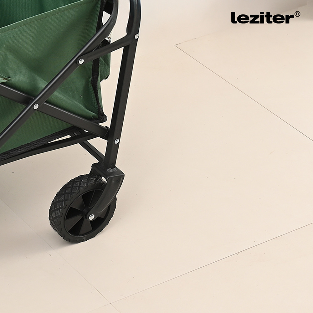 Cărucior de plajă pliabil Leziter, 80 kg, Oxford 600D, verde