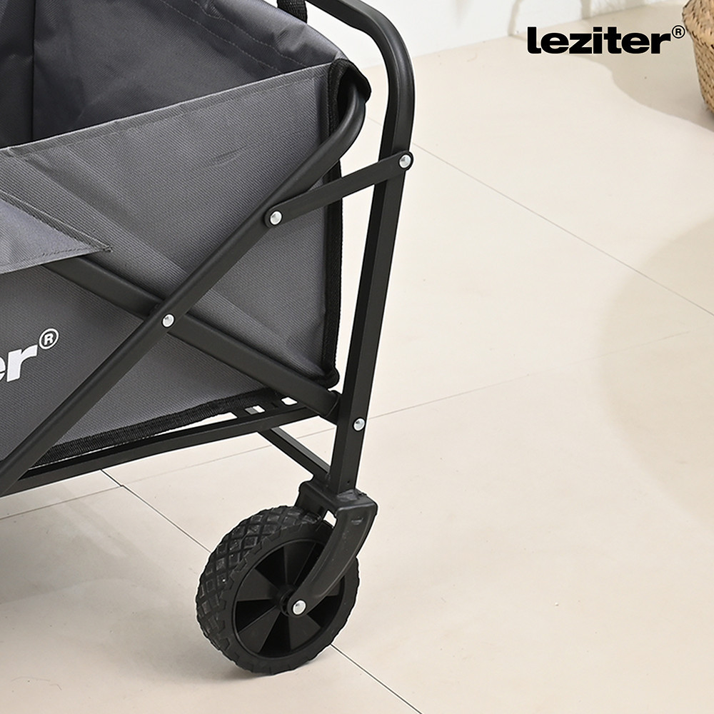 Cărucior pliabil Leziter pentru plajă și grădină, cu masă de picnic integrată, gri