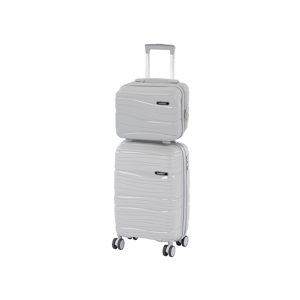 Set valize rulante Leziter TraveLux Voyager II, ABS gri, cu TSA (2 piese)