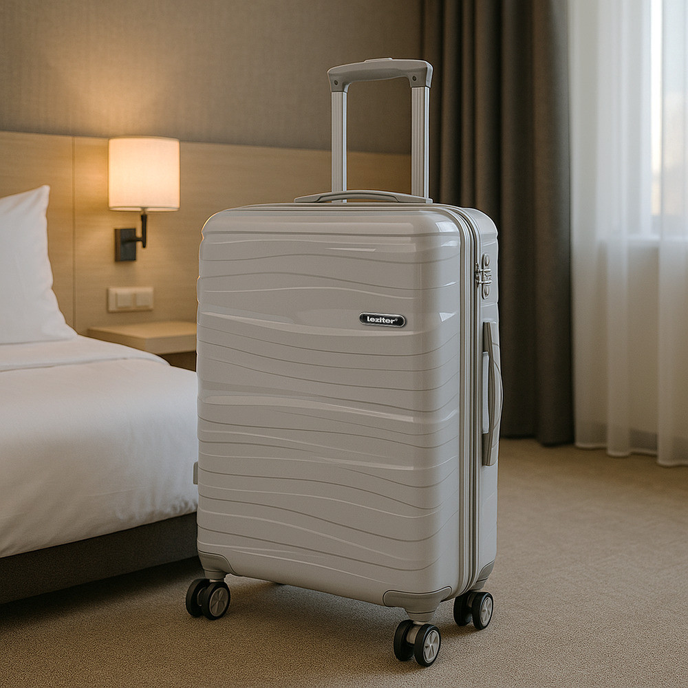 Set valize rulante Leziter TraveLux Voyager V, ABS, TSA, 2 piese, gri