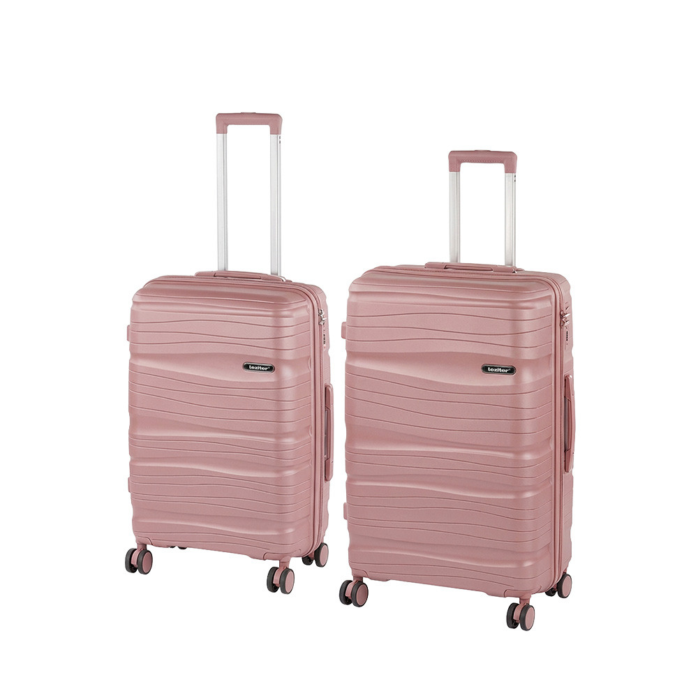 Set valize Leziter TraveLux Voyager VII, ABS cu TSA, 68/76 cm, aur roz