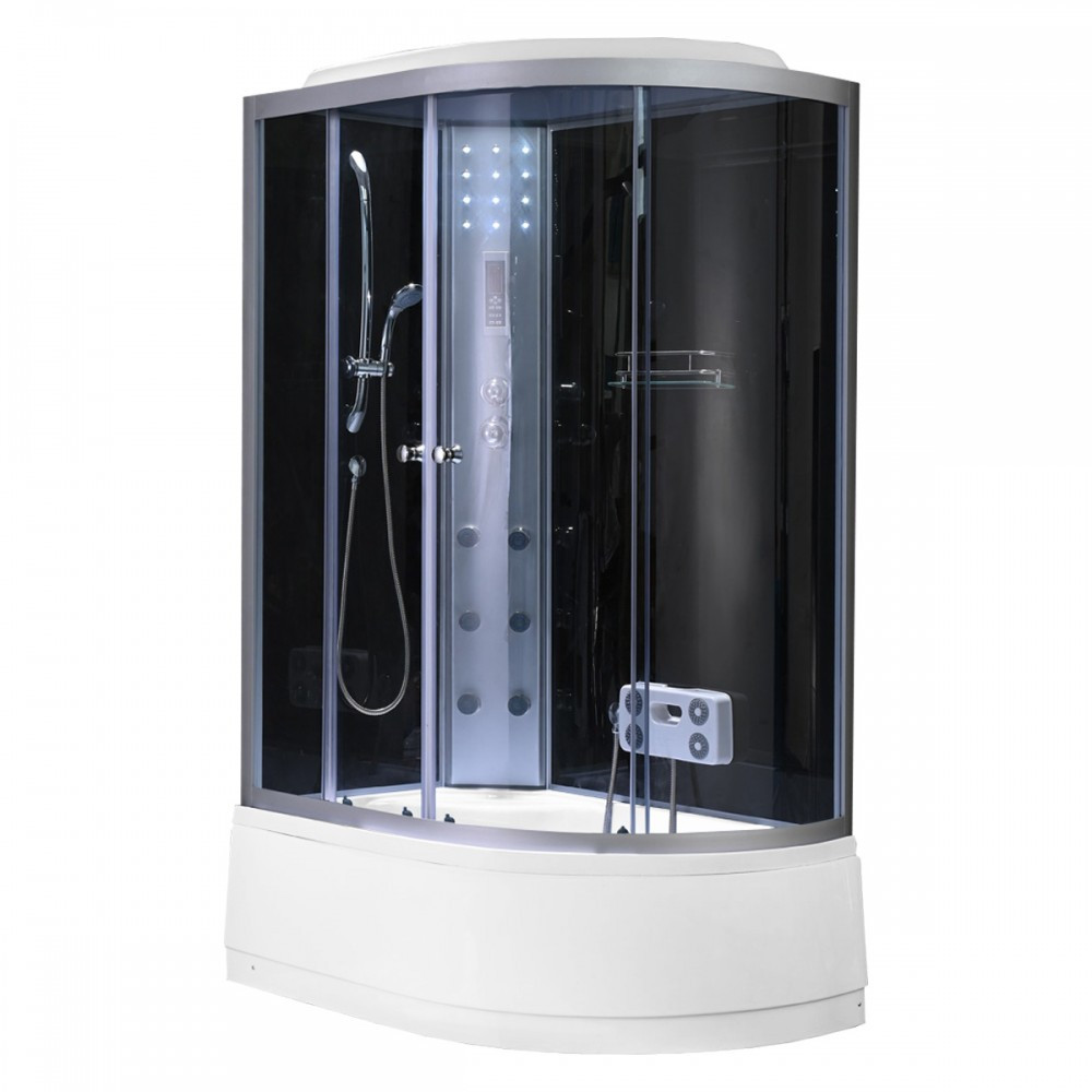 Cabina de dus cu hidromasaj Leziter Lia cu cada 80x120 cm, curbata, negru