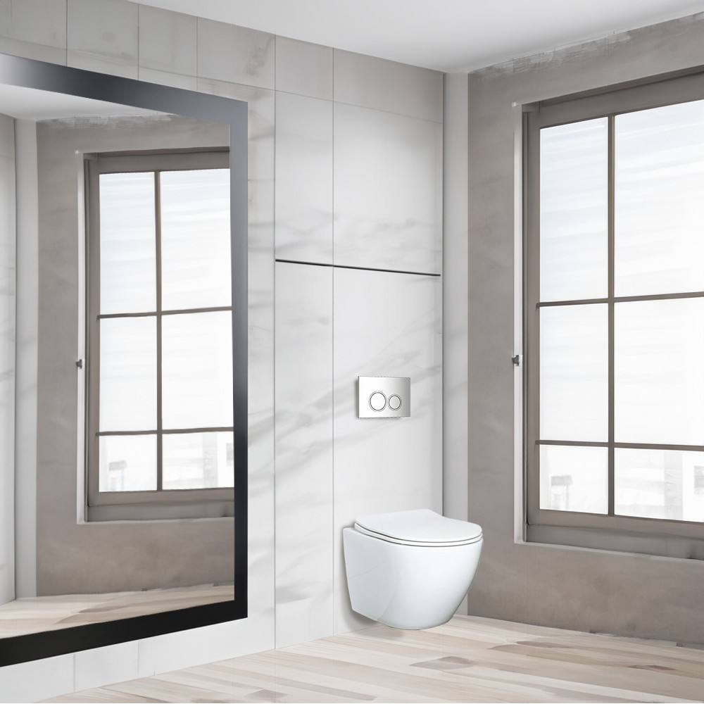 Set WC suspendat Leziter Roya Delos, rezervor încastrat 6/9L, placă crom 82CHR