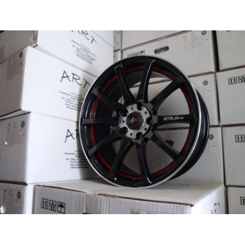 Set jante aliaj ART 355 L 17 inch, design sport negru cu insertii rosii