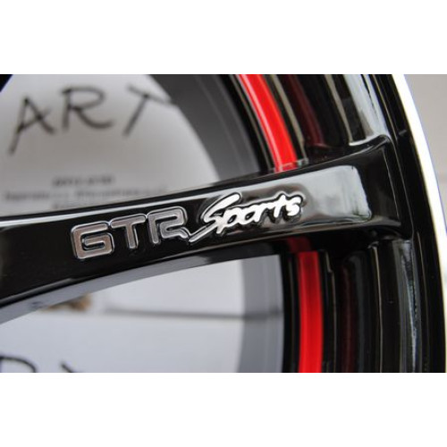 Set jante aliaj ART 355 L 17 inch, design sport negru cu insertii rosii