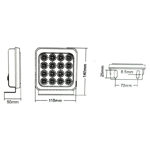 Lampă LED SMD 6001-3, lumină albă, 12–24V, rezistentă la apă IP66 (140×115×50 mm)