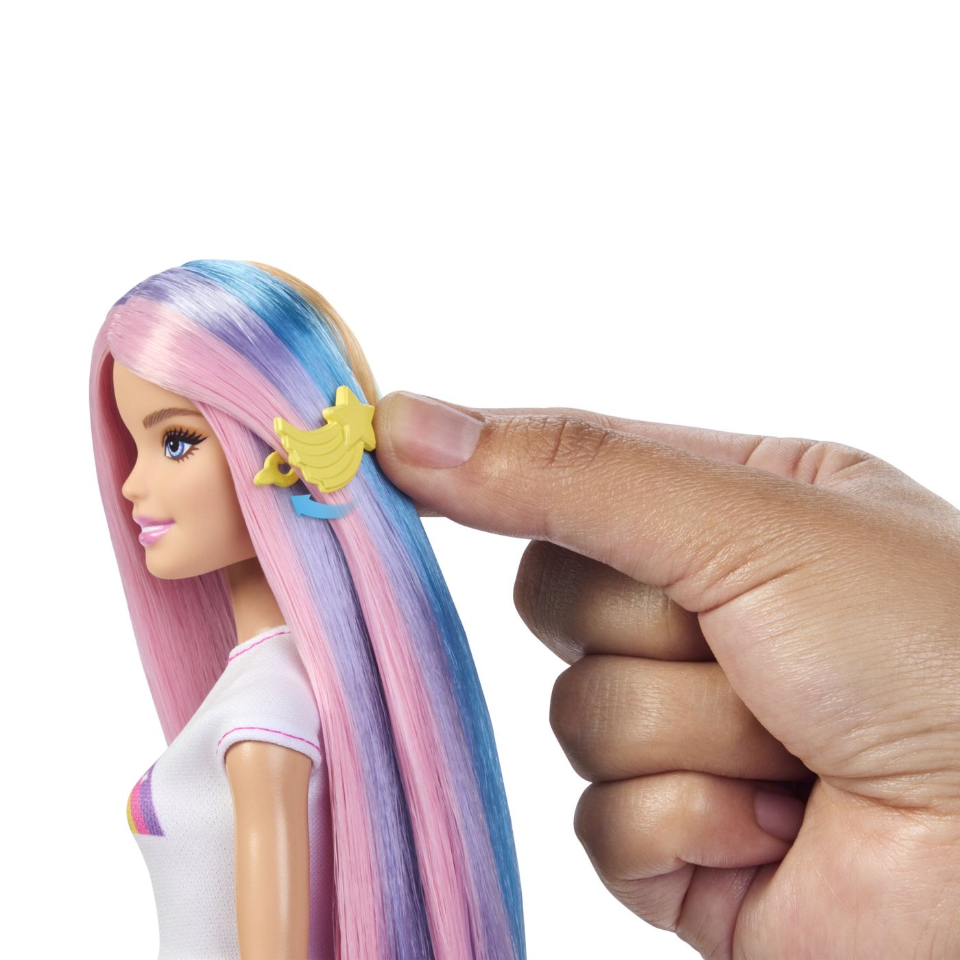 BARBIE SET PAPUSA BARBIE CU PAR STRALUCITOR CURCUBEU SI ACCESORII SuperHeroes ToysZone