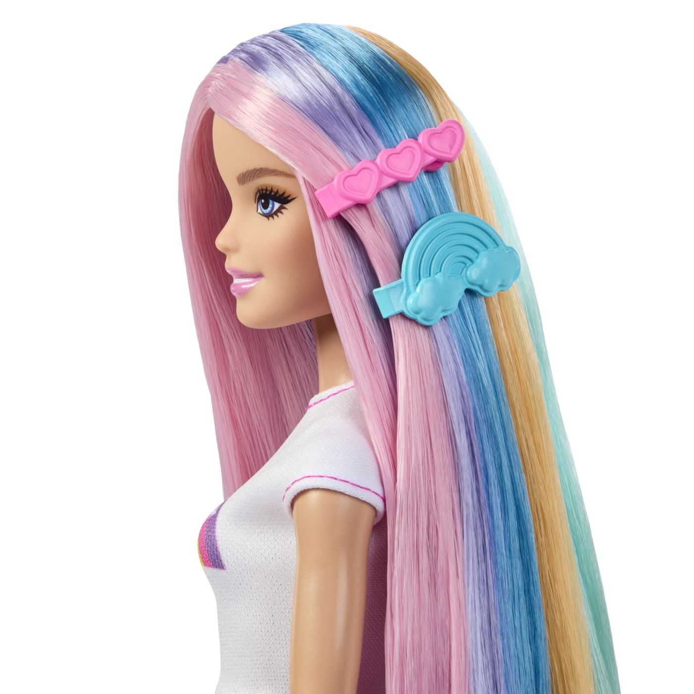 BARBIE SET PAPUSA BARBIE CU PAR STRALUCITOR CURCUBEU SI ACCESORII SuperHeroes ToysZone