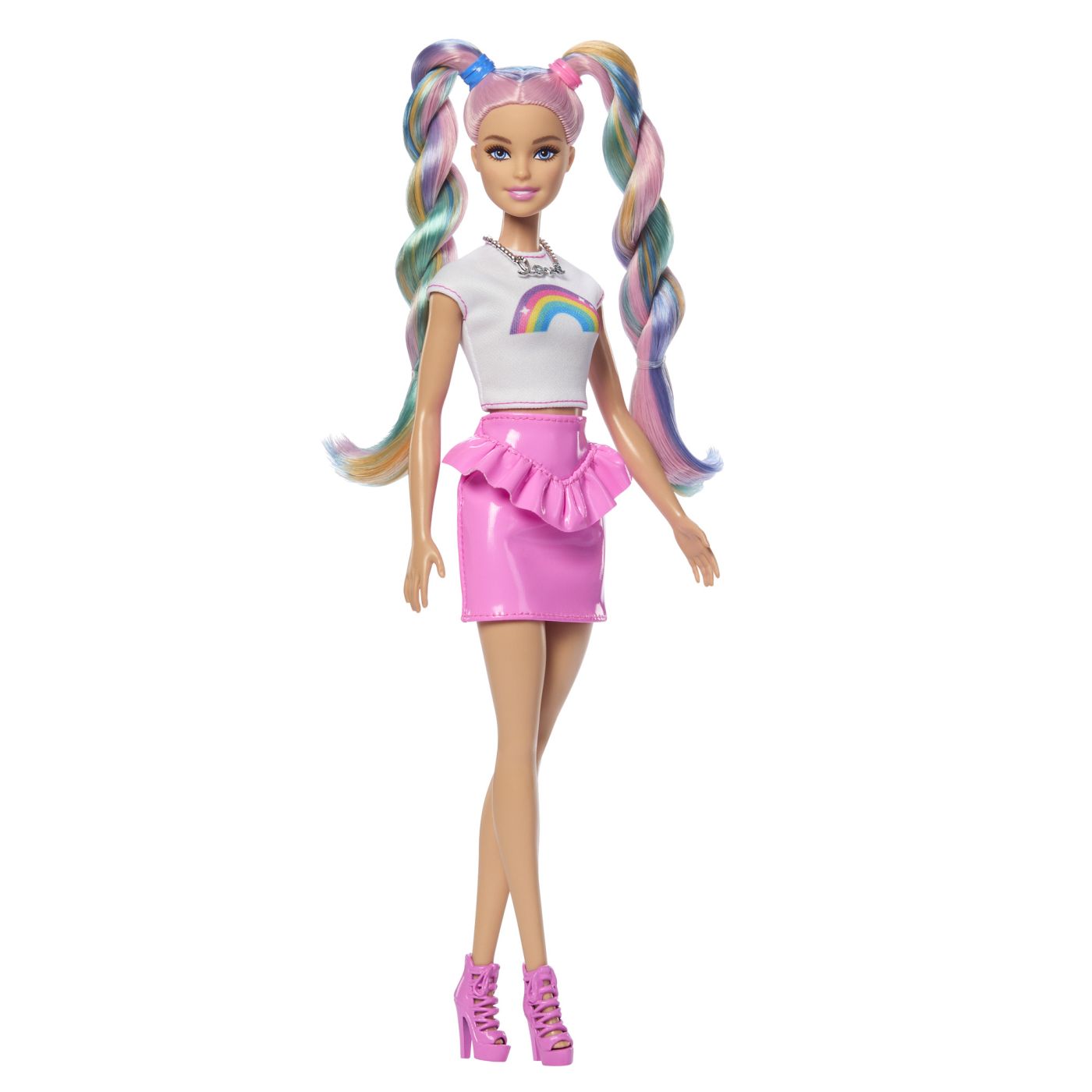 BARBIE SET PAPUSA BARBIE CU PAR STRALUCITOR CURCUBEU SI ACCESORII SuperHeroes ToysZone