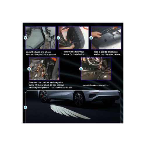 Set lămpi LED 12V Angel Wings, lumină albă pentru uși auto (FS-1801)