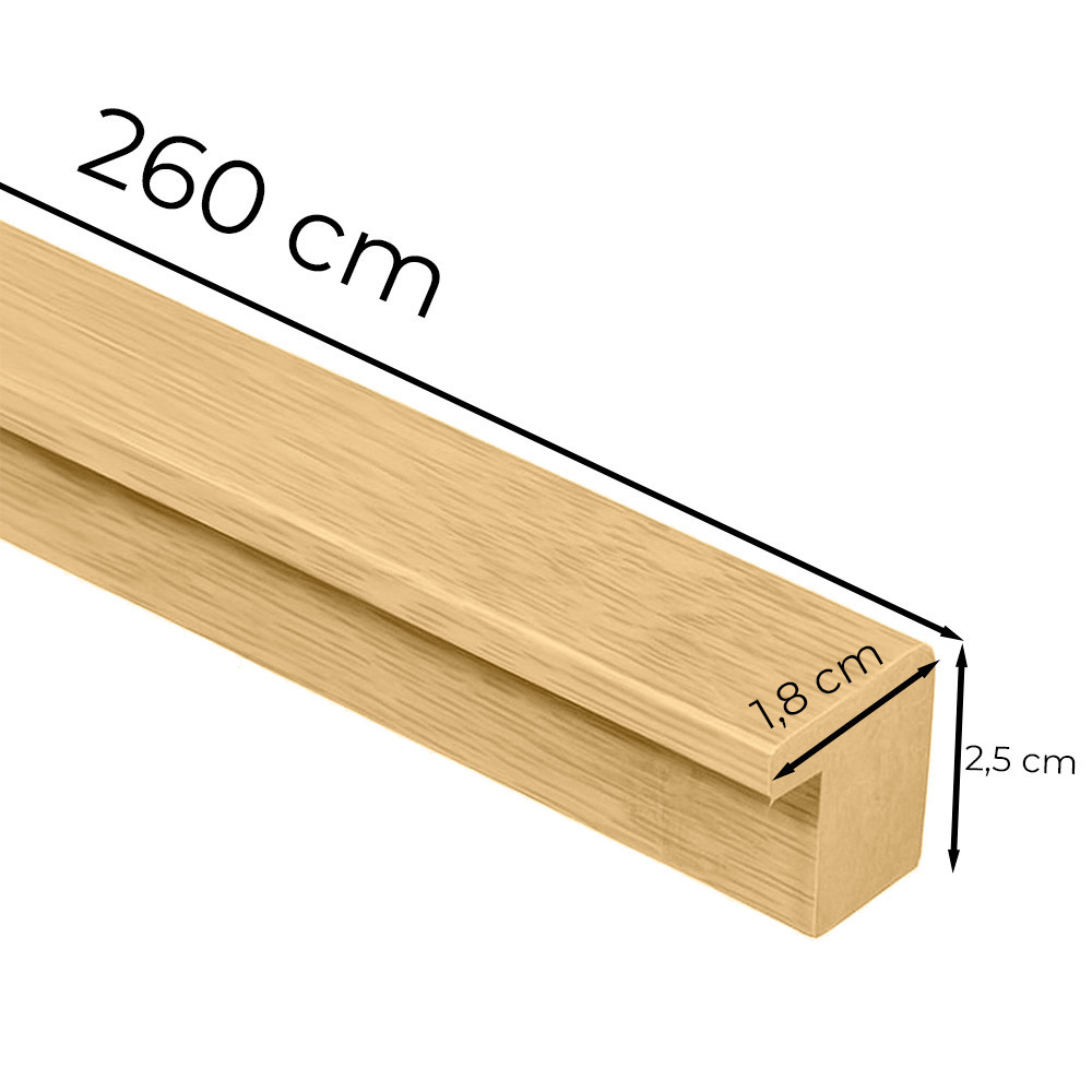 Bandă de capăt Leziter, efect bambus, 260 x 2,5 x 1,8 cm, acoperire PVC