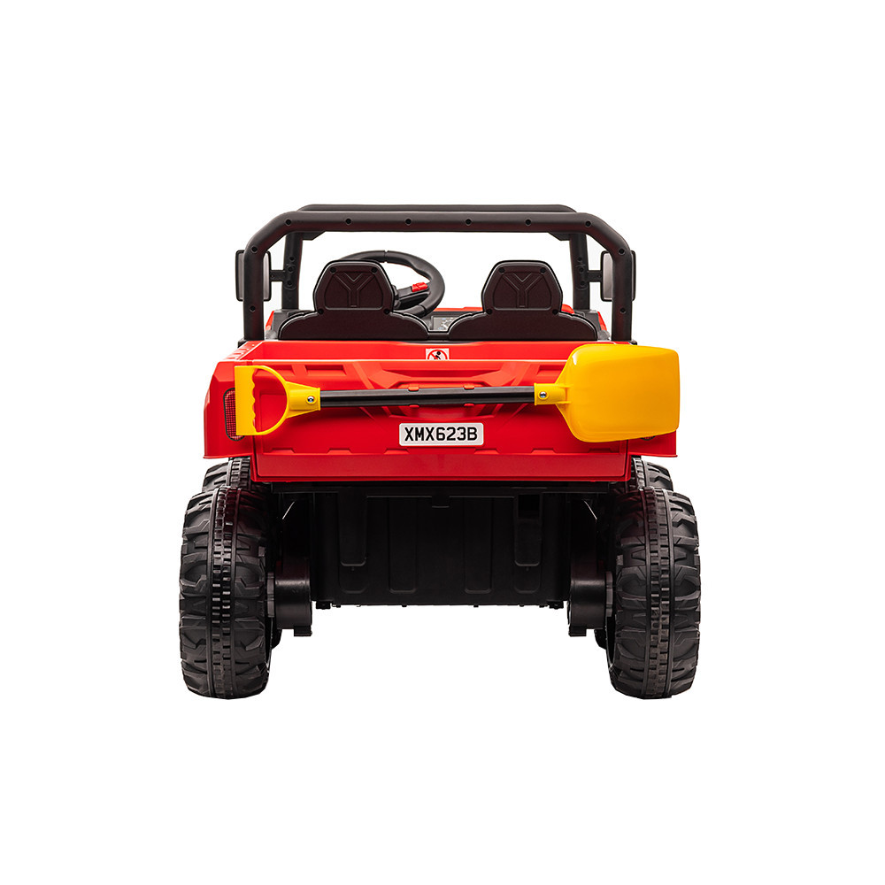 Camion electric pentru copii Leziter 12V cu platforma, 6 roti, rosu