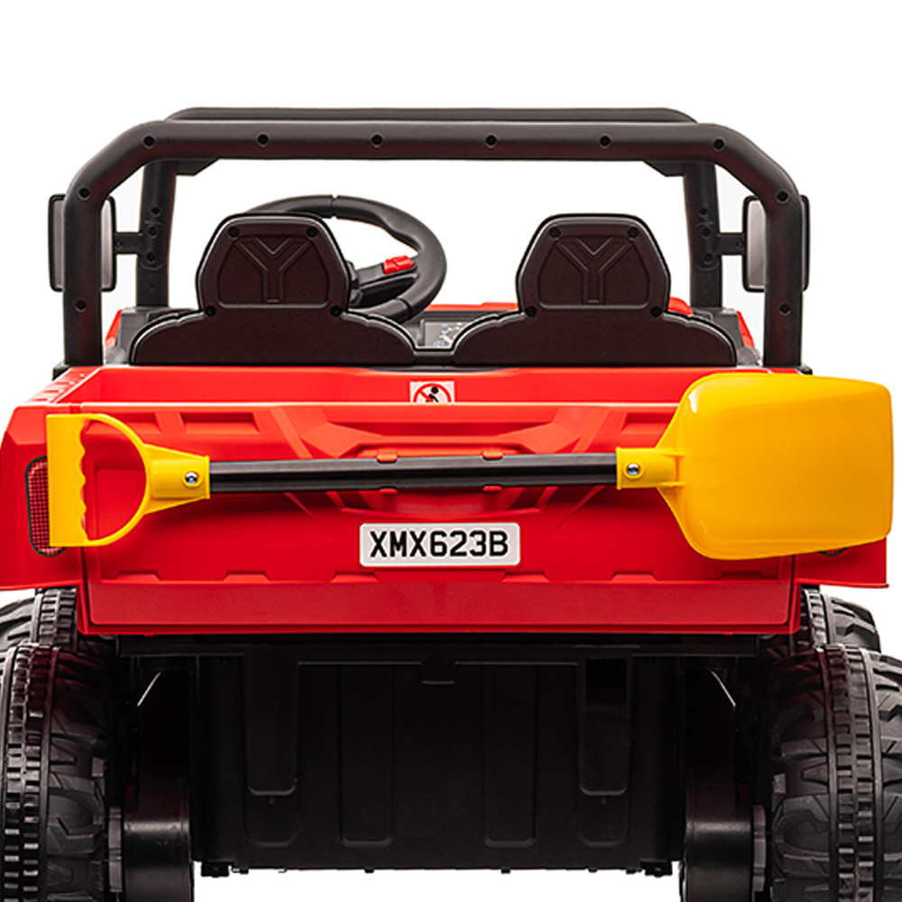 Camion electric pentru copii Leziter 12V cu platforma, 6 roti, rosu