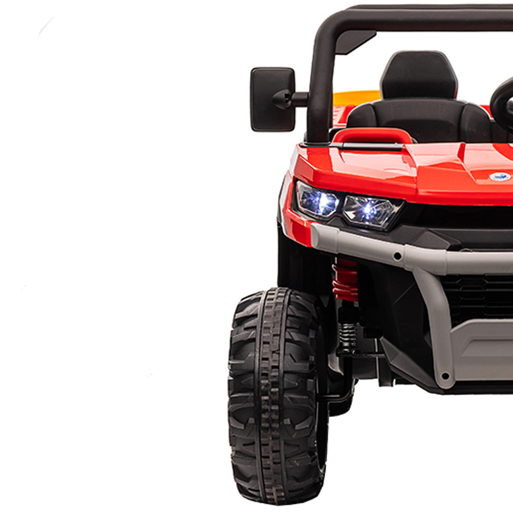 Camion electric pentru copii Leziter 12V cu platforma, 6 roti, rosu