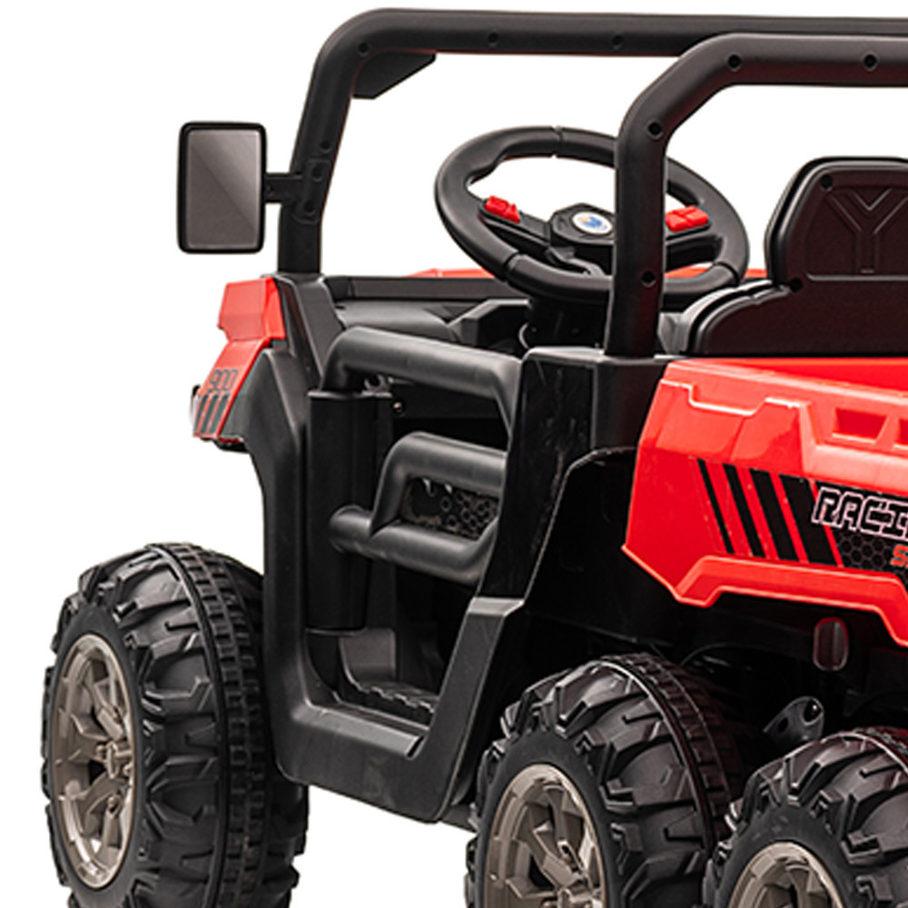 Camion electric pentru copii Leziter 12V cu platforma, 6 roti, rosu