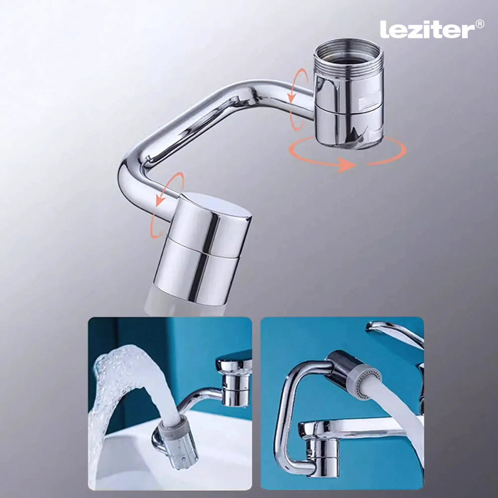 Extensie flexibilă pivotantă pentru robinet Leziter, 360°, 2 jeturi, negru mat, 22 mm