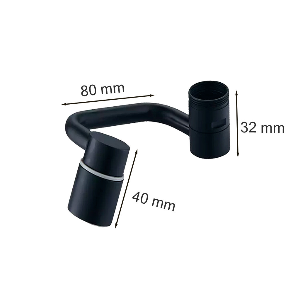 Extensie flexibilă pivotantă pentru robinet Leziter, 360°, 2 jeturi, negru mat, 22 mm