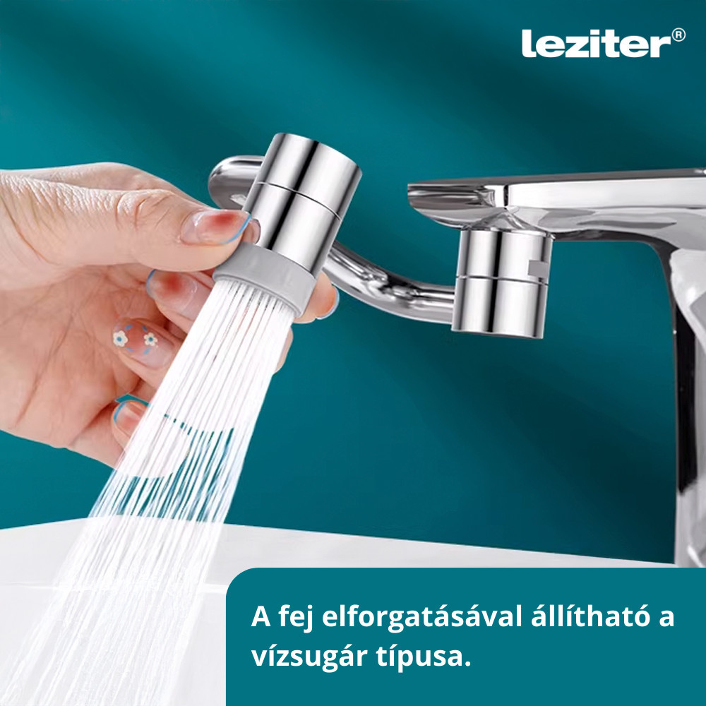 Extensie flexibilă pivotantă pentru robinet Leziter, 360°, 2 jeturi, negru mat, 22 mm