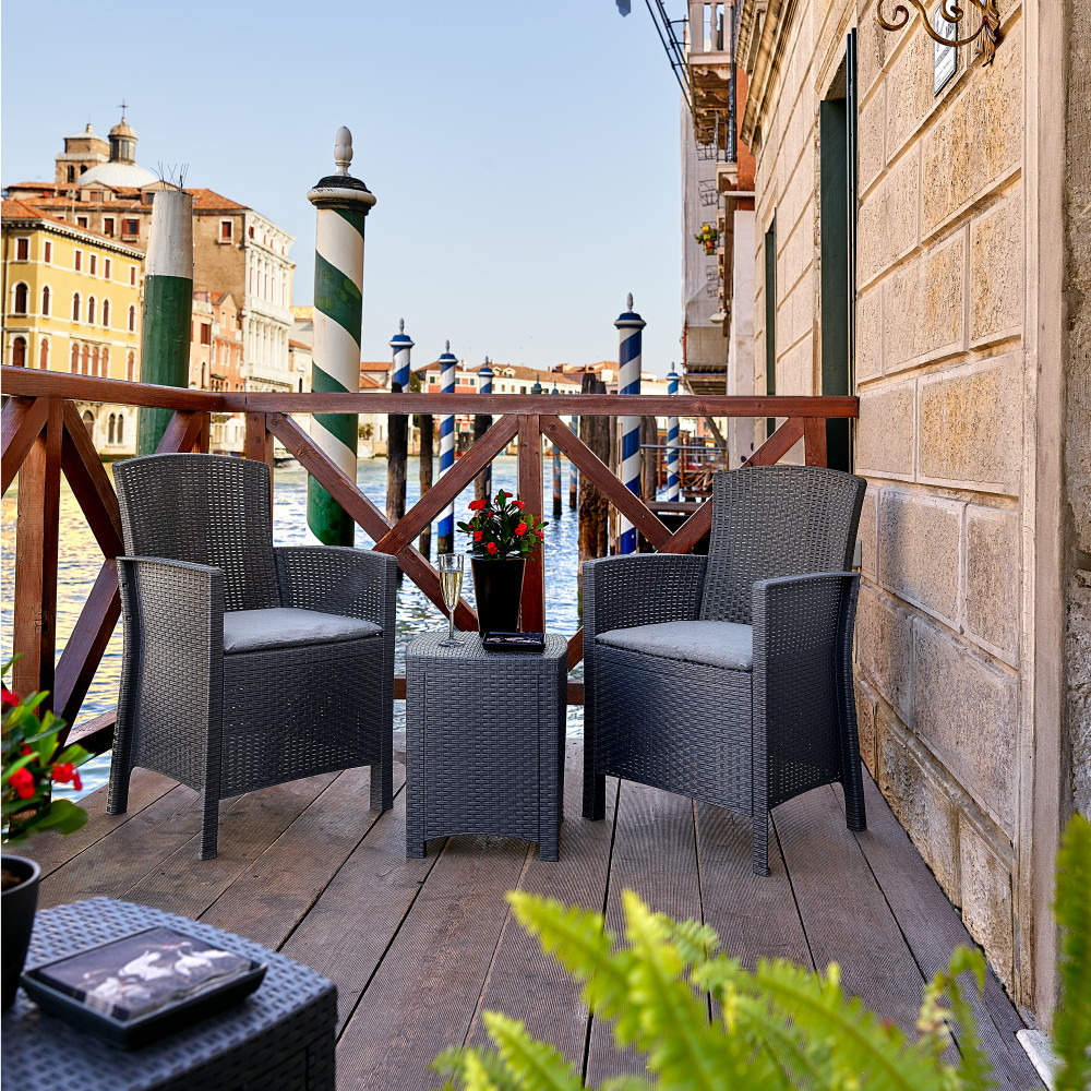 Fotoliu de grădină Leziter Lima din ratan artificial, grafit, cu pernă