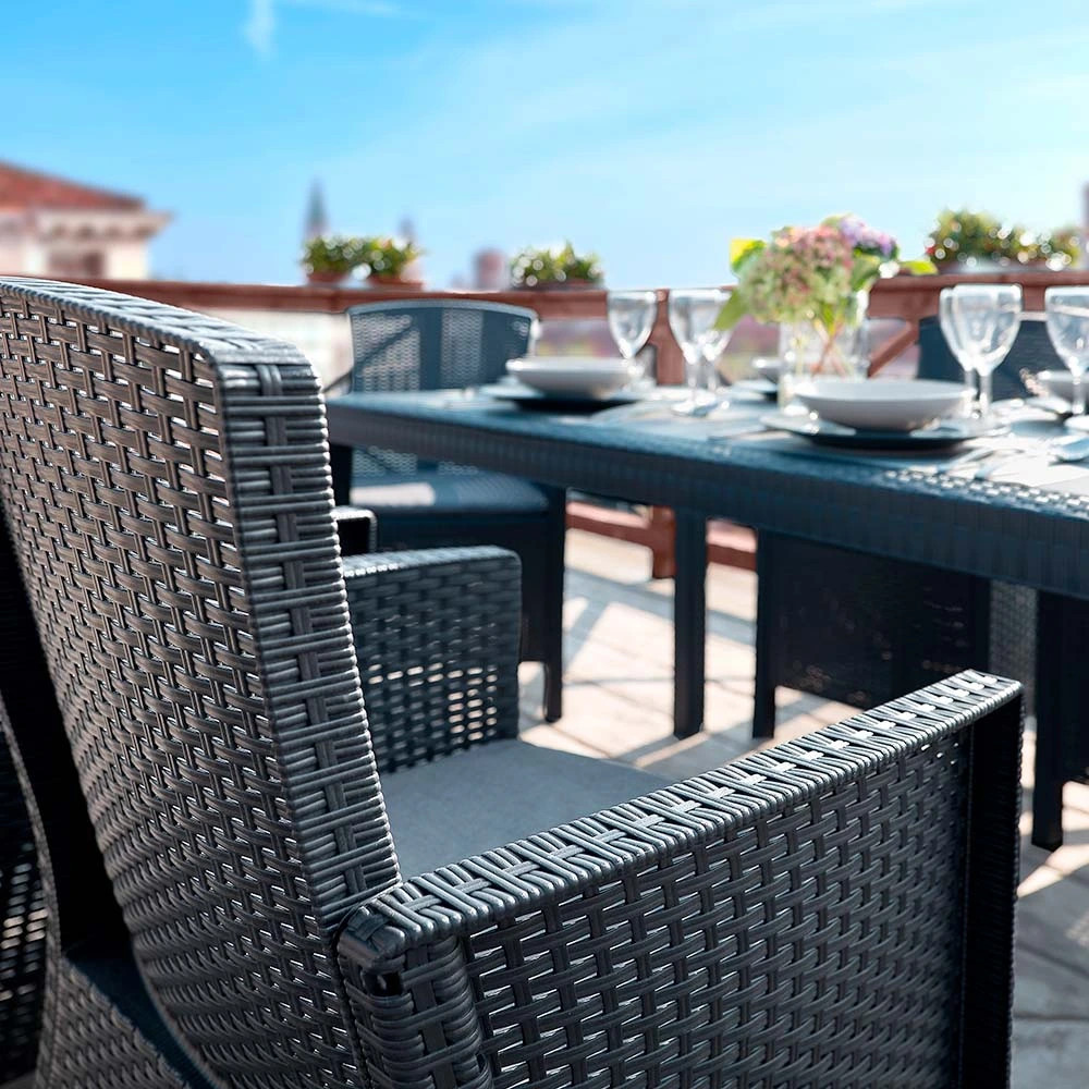 Fotoliu de grădină Leziter Lima din ratan artificial, grafit, cu pernă