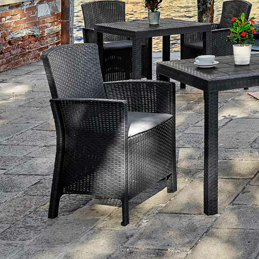 Fotoliu de grădină Leziter Lima din ratan artificial, grafit, cu pernă