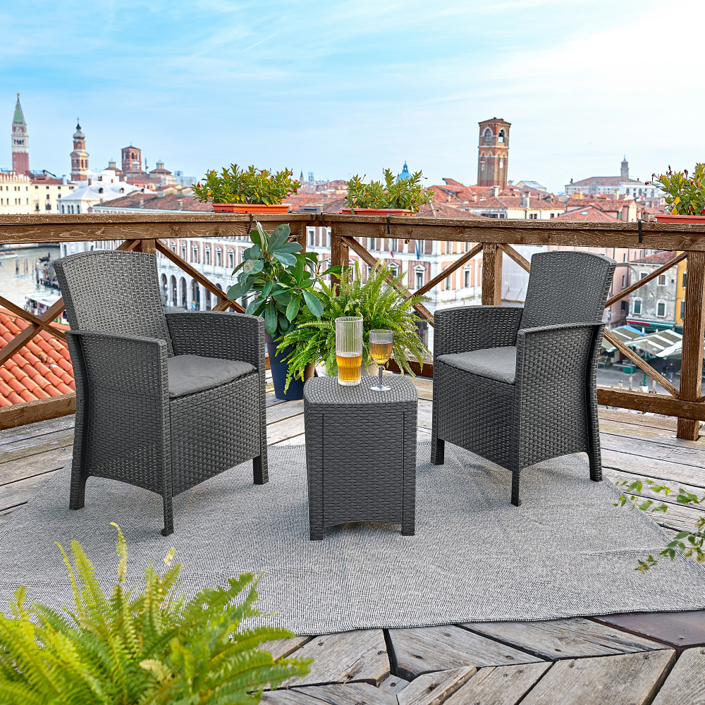 Fotoliu de grădină Leziter Lima din ratan artificial, grafit, cu pernă