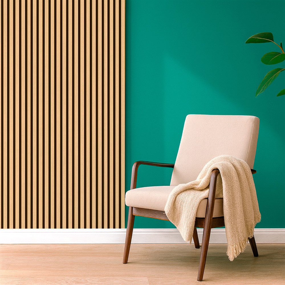 Leziter panou acustic de perete cu efect bambus, lamele 260x60x1,8 cm