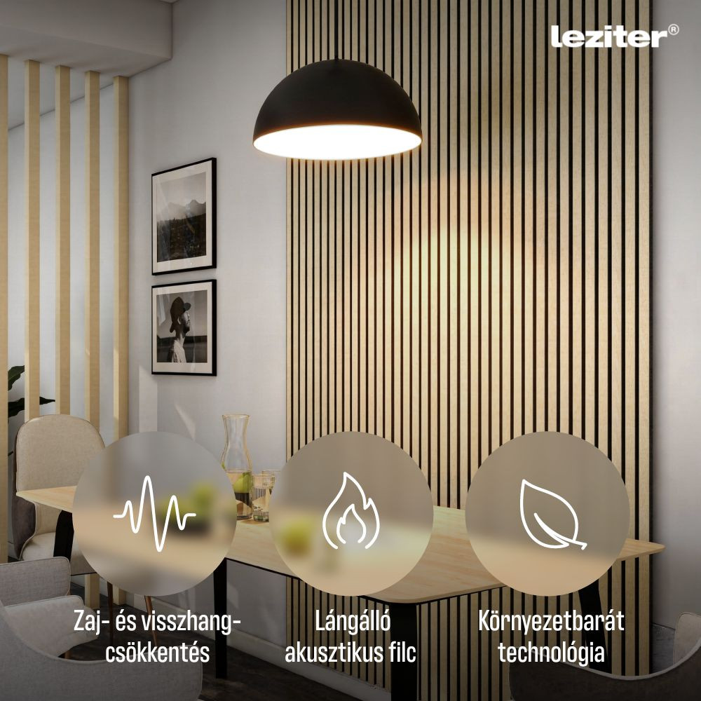 Leziter panou acustic de perete cu efect bambus, lamele 260x60x1,8 cm