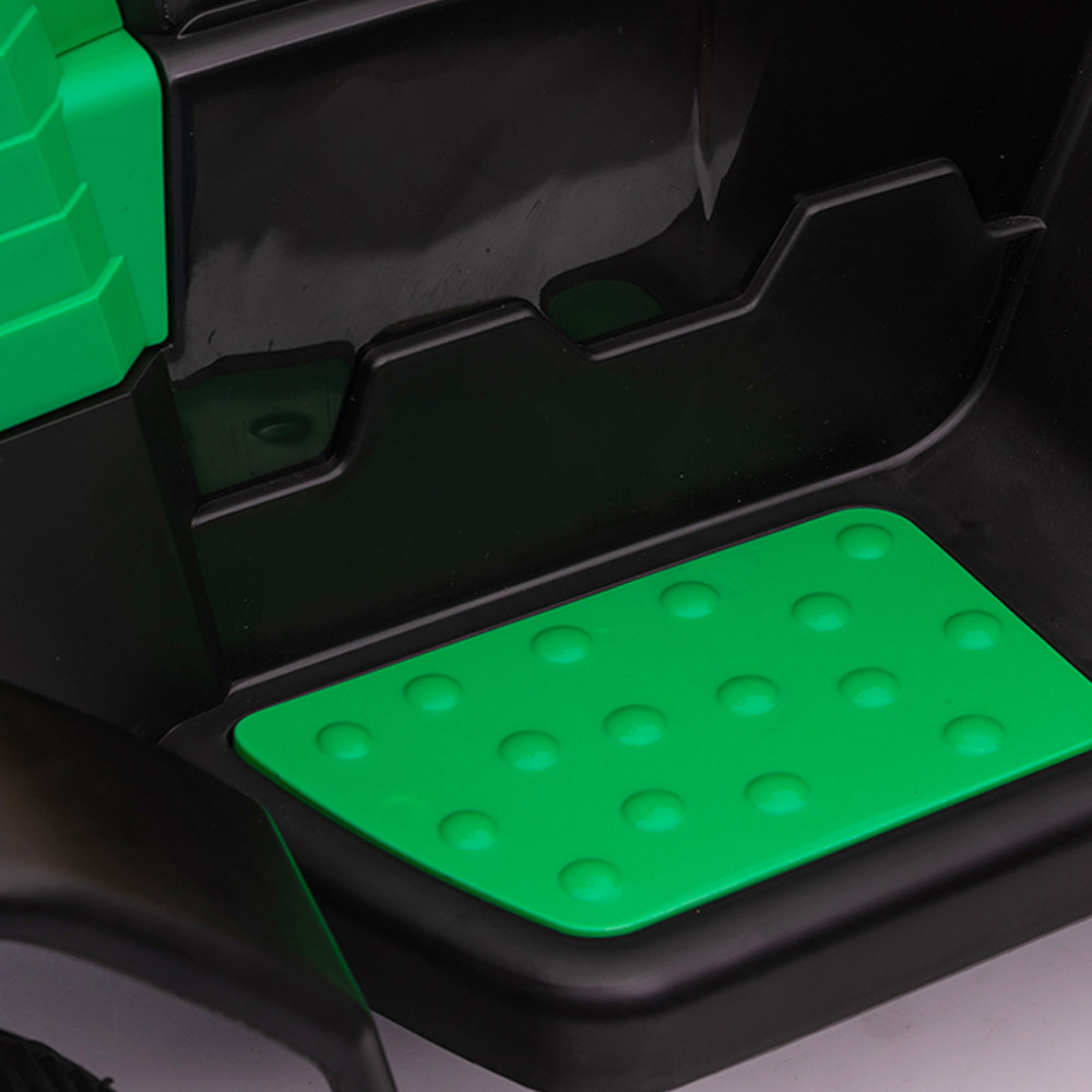 Tractor electric pentru copii Leziter 12V verde, cu telecomandă 2.4G și MP3