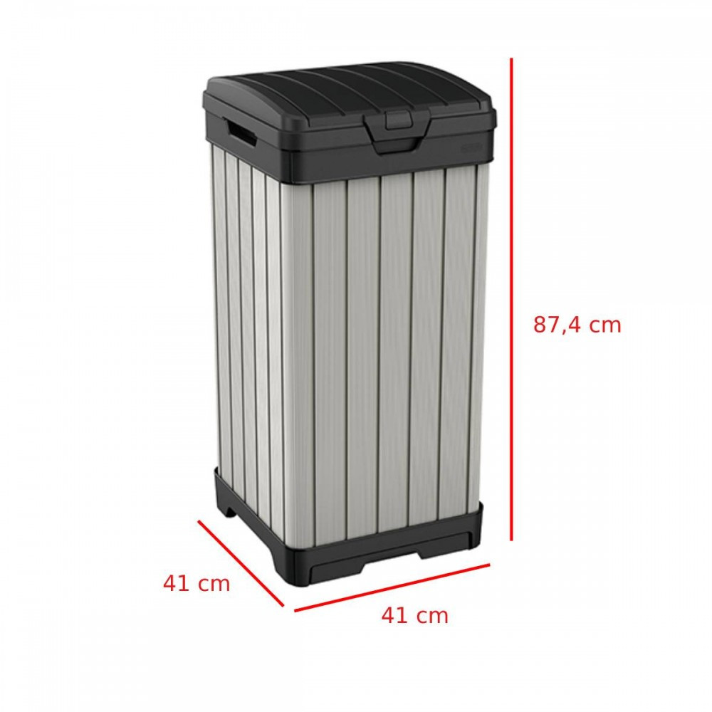 Coș de gunoi exterior Curver Rockford, aspect lemn, maro, 125 L