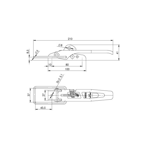 Închizător oblon remorcă 600 kg pentru uși metalice, model ZB-01 (DEKRA)