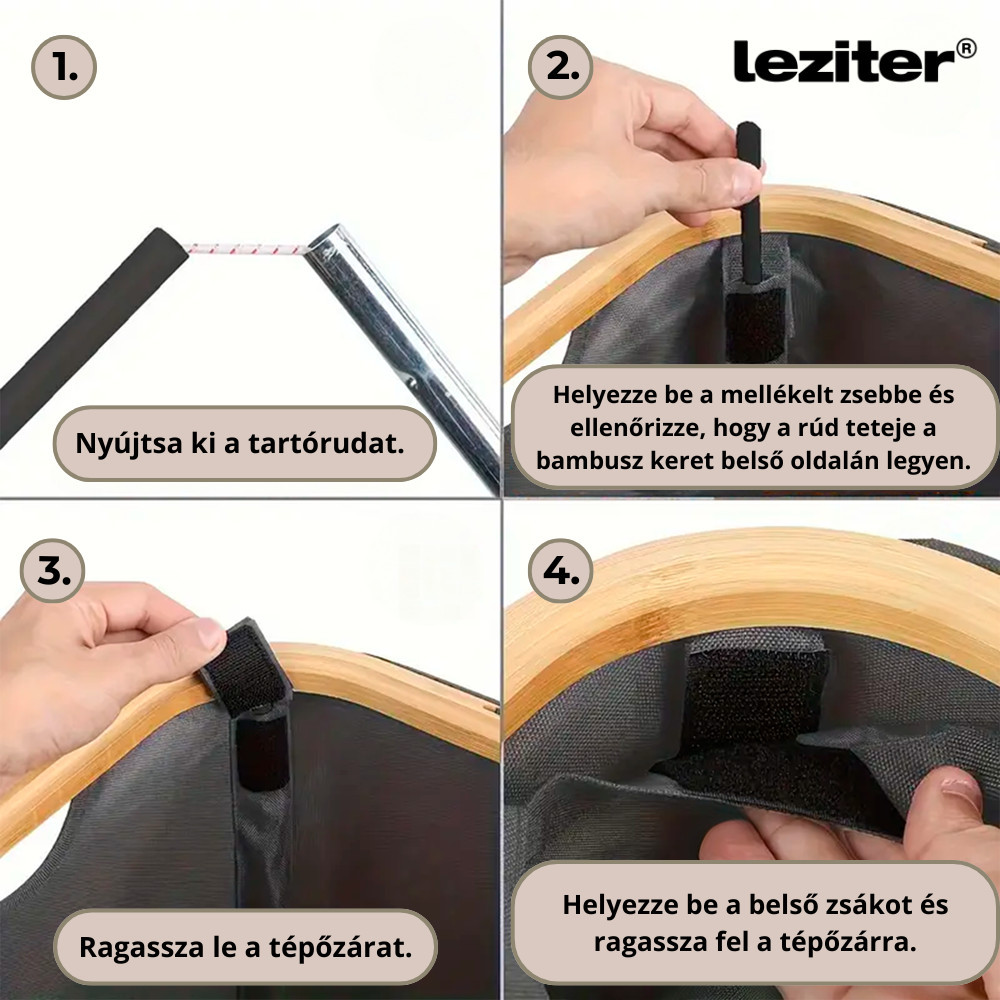 Coș pentru colectare selectivă sticle Leziter 100L, alb, capac bambus