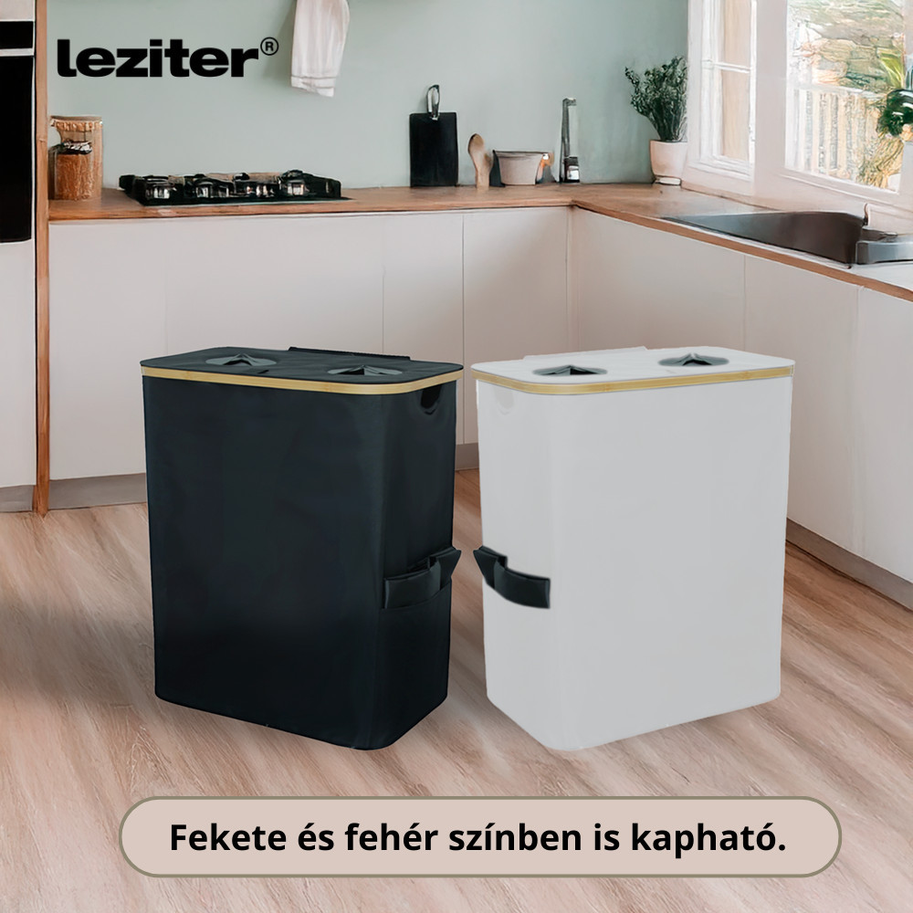 Colector selectiv pentru sticle Leziter, 2 compartimente, 140 L, negru