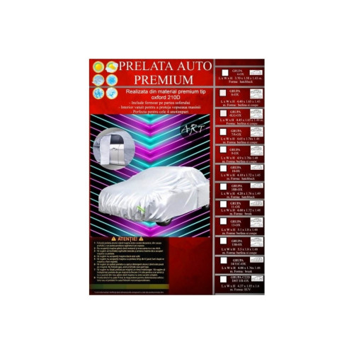 Prelată auto premium Oxford 210D pentru berlina/coupe, impermeabilă, cu fermoar 13B-OX