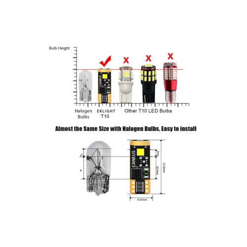 Set becuri LED T10 12V Canbus Premium, 3SMD 3030, 400lm, lumină albă
