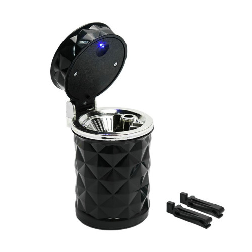 Scrumieră auto cu LED, prindere pe grila de ventilație sau suport pahar, albastru