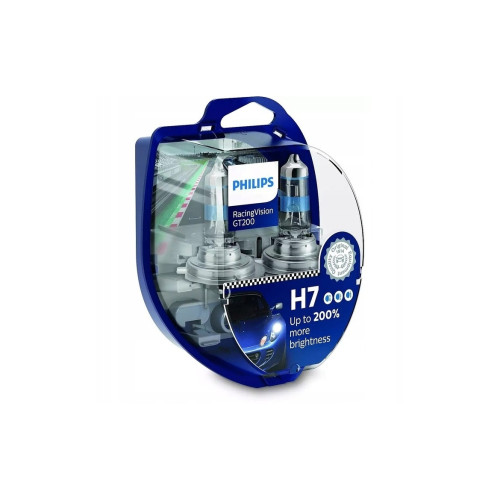 Set 2 becuri auto Philips H7 RacingVision GT200 +200% lumina, 12V 55W