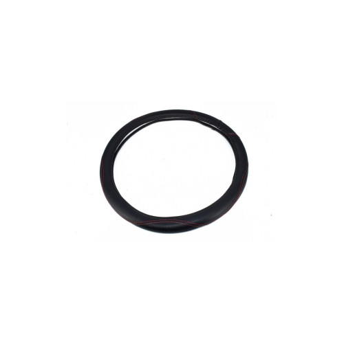 Husă volan din imitație piele M (37–39 cm), negru cu cusătură roșie, FX62