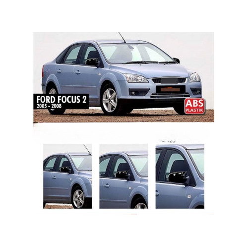 Capace oglinzi tip Batman negru lucios, compatibile Ford Focus II 2004-2008 (set 2)